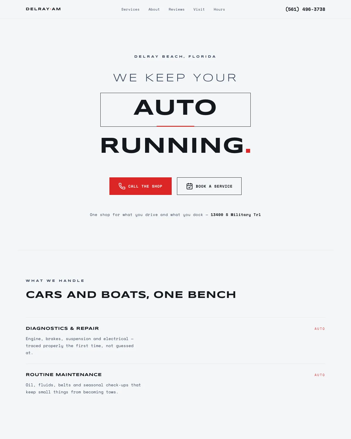 Delray Automotive & Marine website designed by Sitemakify