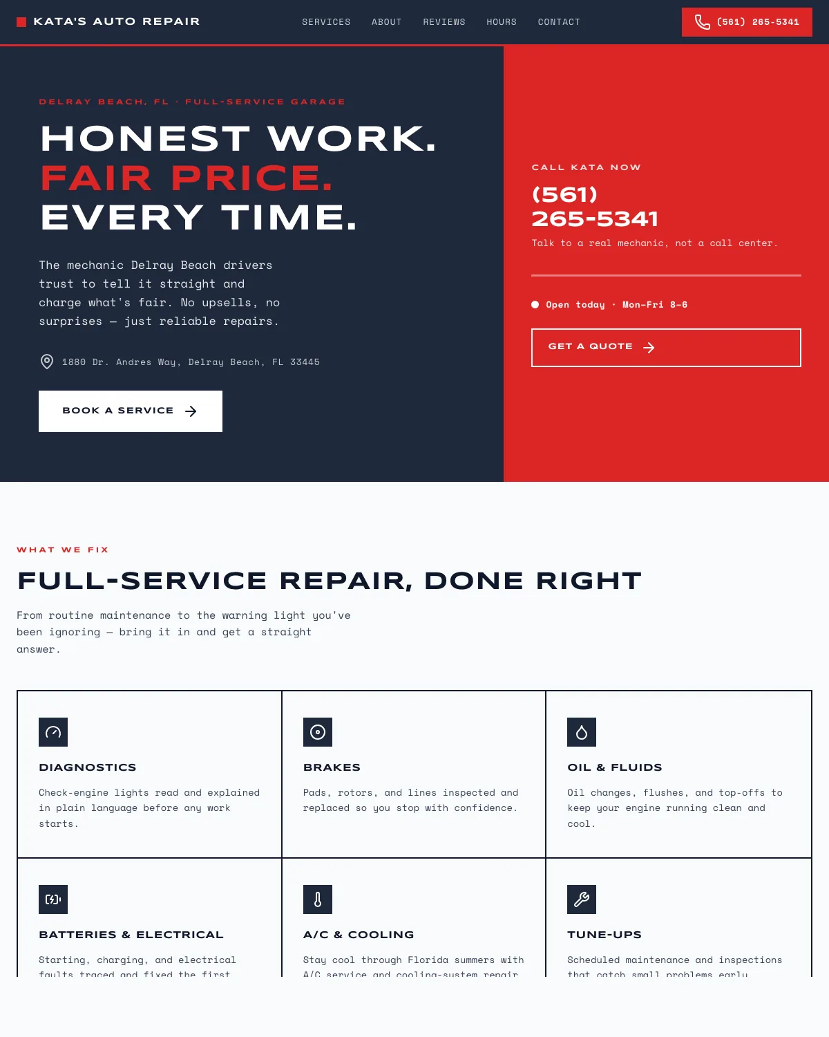 Kata's Auto Repair website designed by Sitemakify
